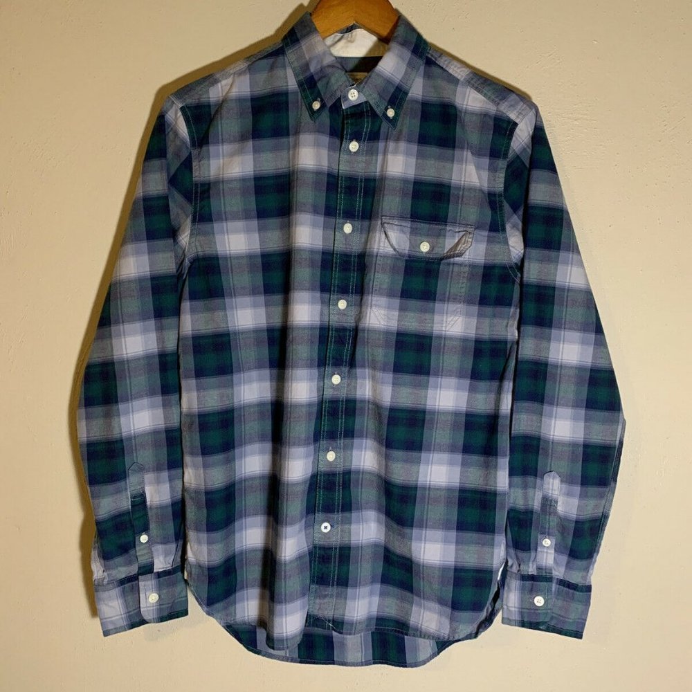 Gap Men's Long Sleeve Shirt Blue/Green/White Small